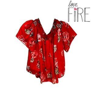 Love, Fire Off The Shoulder Tops Women Short Sleeve Loose Summer Blouse Shirt‎